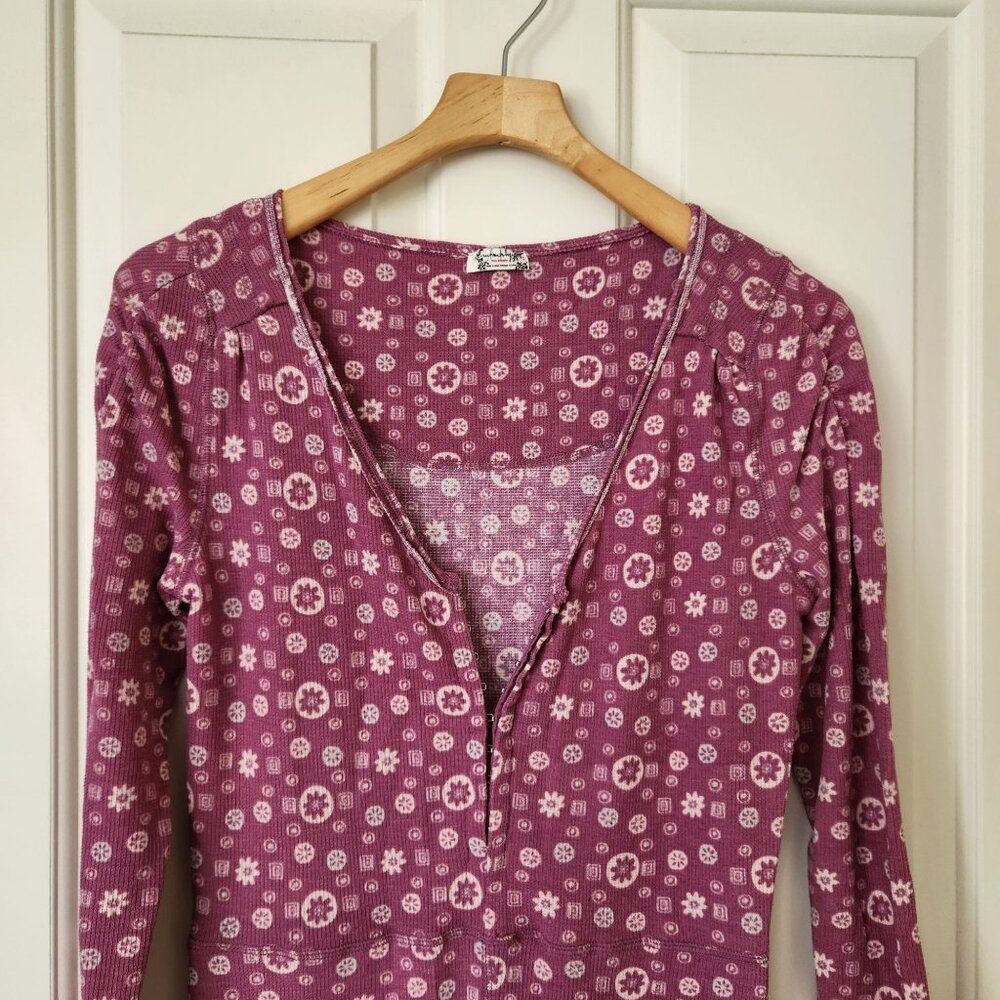 Free People Intimately Home Alone Pink Floral Onesie Pajama Long John Comfy - Picture 4 of 9